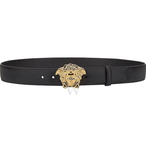 Versace Men's Black Palazzo Smooth Leather Belt.